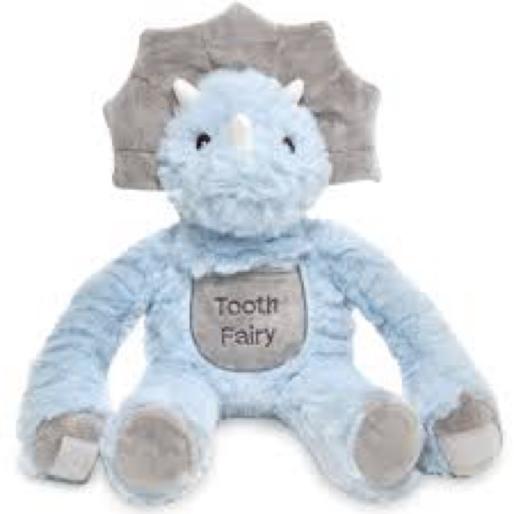 Bearington Lil' Tracer The Tooth Fairy Dino Plush, 12” Plush with a tooth pocket